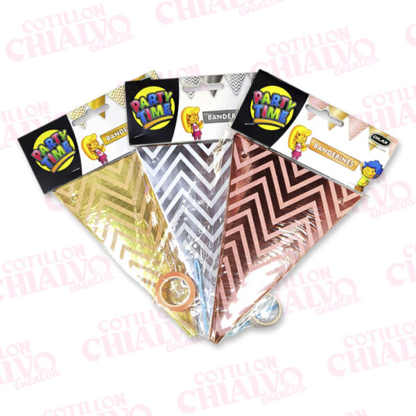Banderin Triangulo Metalizado Rayas