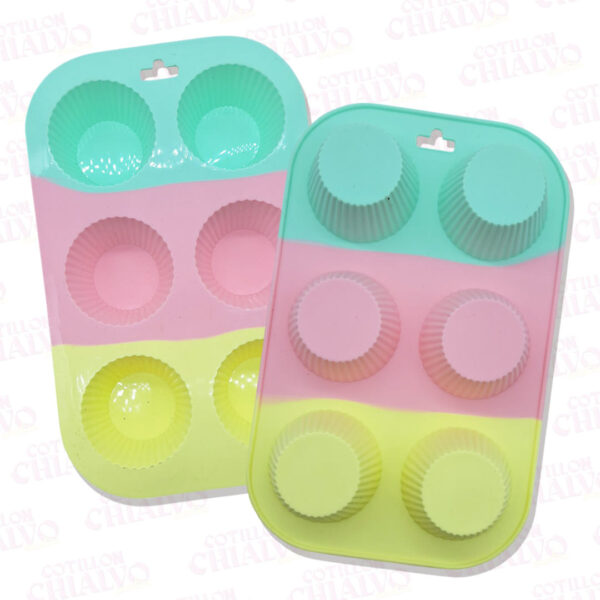 Molde Silicona Multicolor Cupcake 6U