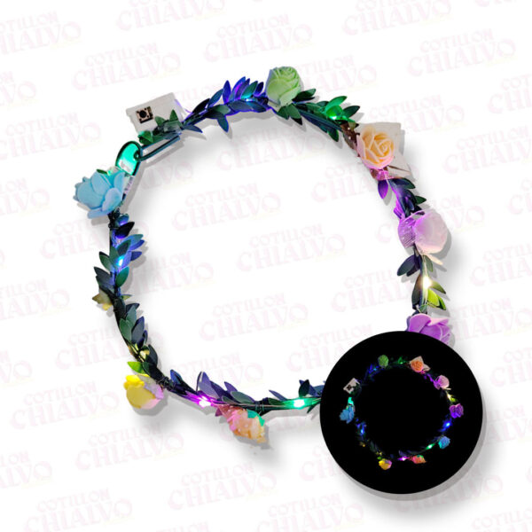 Vincha Corona Flores Led