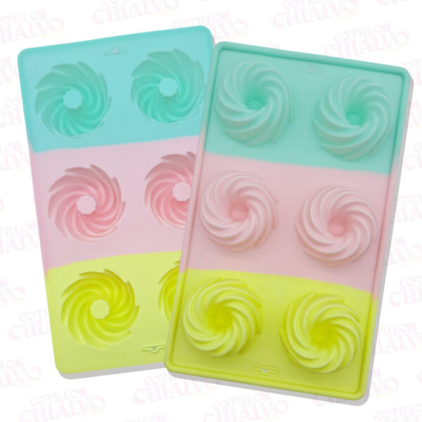 Molde silicona mini flanera diamante multicolor 6u
