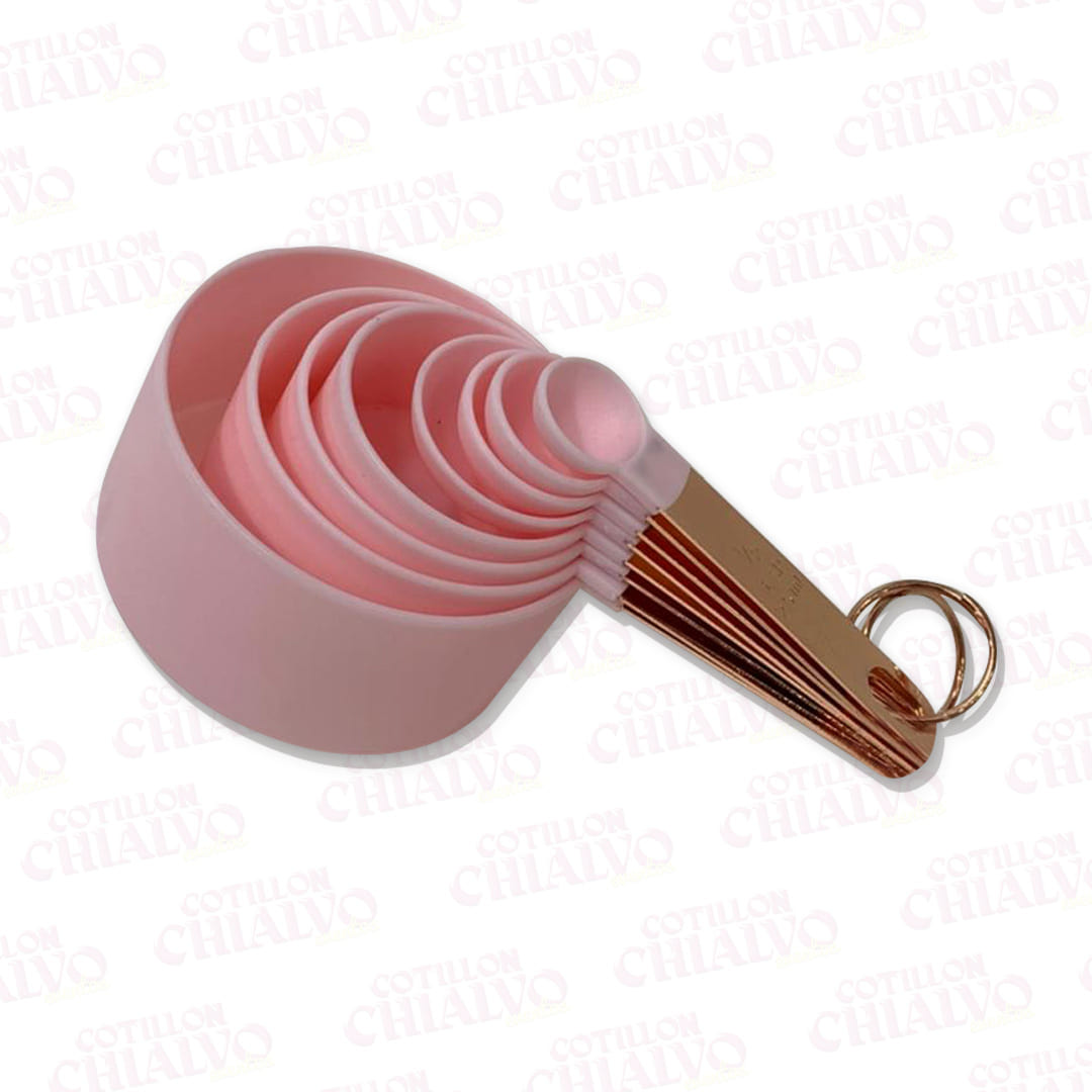 Set Cuchara + Taza Medidora Rosa Gold